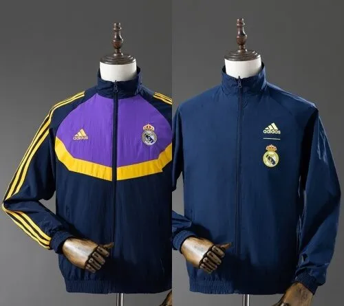 25/26 Real Madrid Trench Coat Reversible Blue Windbreaker