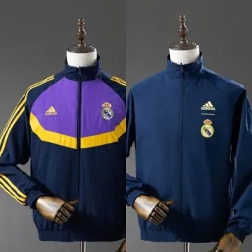 25/26 Real Madrid Trench Coat Reversible Blue Windbreaker