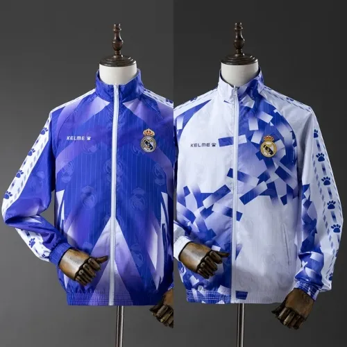 25/26 Real Madrid Trench Coat Reversible White and Blue Windbreaker