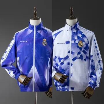 25/26 Real Madrid Trench Coat Reversible White and Blue Windbreaker