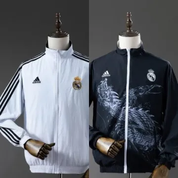 25/26 Real Madrid Trench Coat Reversible Black and White Windbreaker