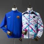 25/26 Trench-coat réversible Barcelone, coupe-vent bleu et blanc 25/26 Barcelona Trench Coat Reversible Blue and White Windbreaker