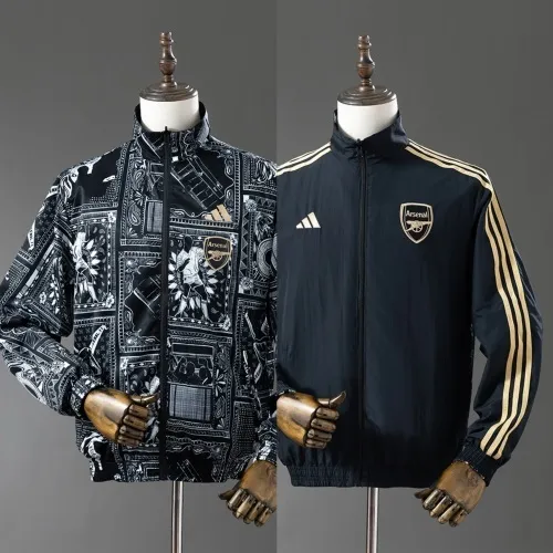 25/26 Arsenal omkeerbare zwarte windjack in trenchcoatstijl