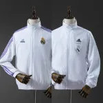 25/26 Trench del Real Madrid Giacca a vento bianca reversibile 25/26 Real Madrid Trench Coat Reversible White Windbreaker