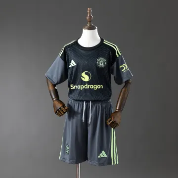 25-26 Manchester United Black and Grey Kids Kit