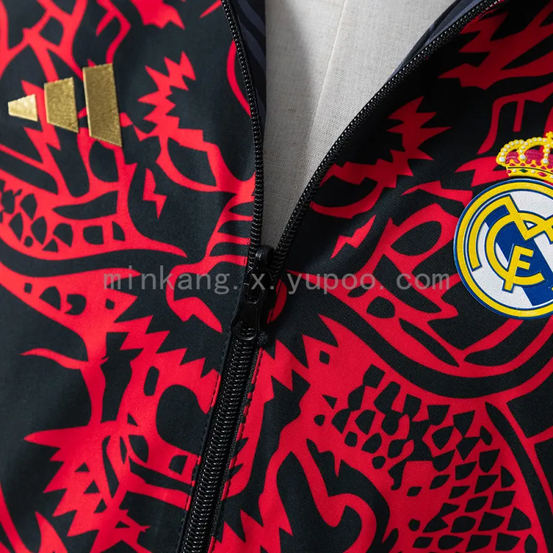 25/26 Real Madrid Rouge et Heiss Veste Réversible Coupe-Vent
