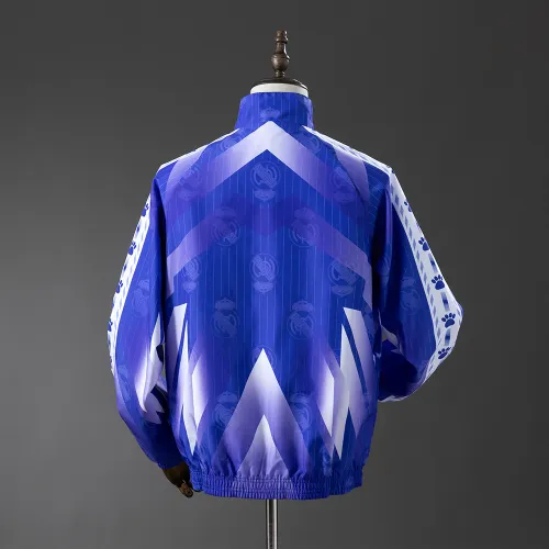25/26 Real Madrid Trench Coat Reversible White and Blue Windbreaker
